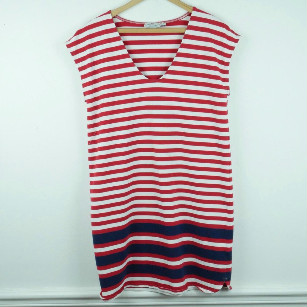 Vineyard Vines Medium Dress Red Nautical Stripe Preppy Country Club Mini Boating